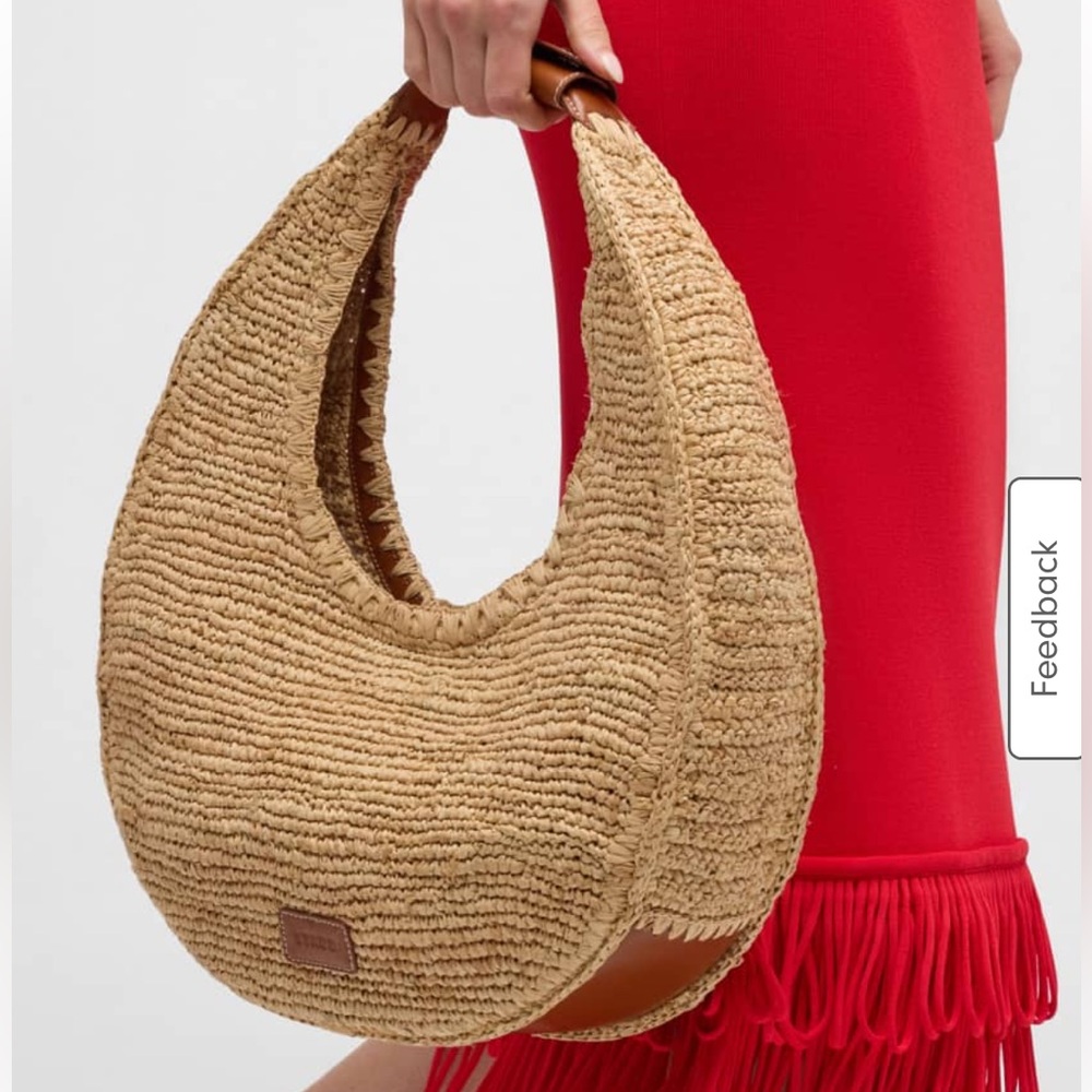 STAUD Tan Woven Hobo Bag